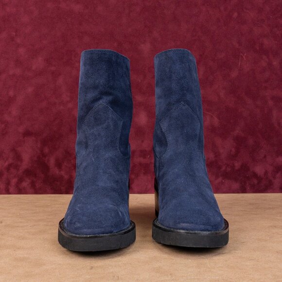 Stuart Weitzman Women Boulevard Nice Blue Suede fashion Western Lug Boots sz 6 - Picture 3 of 8